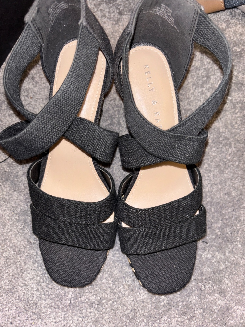 Kelly & Katie Black Crisscross Strap Platform Heels
